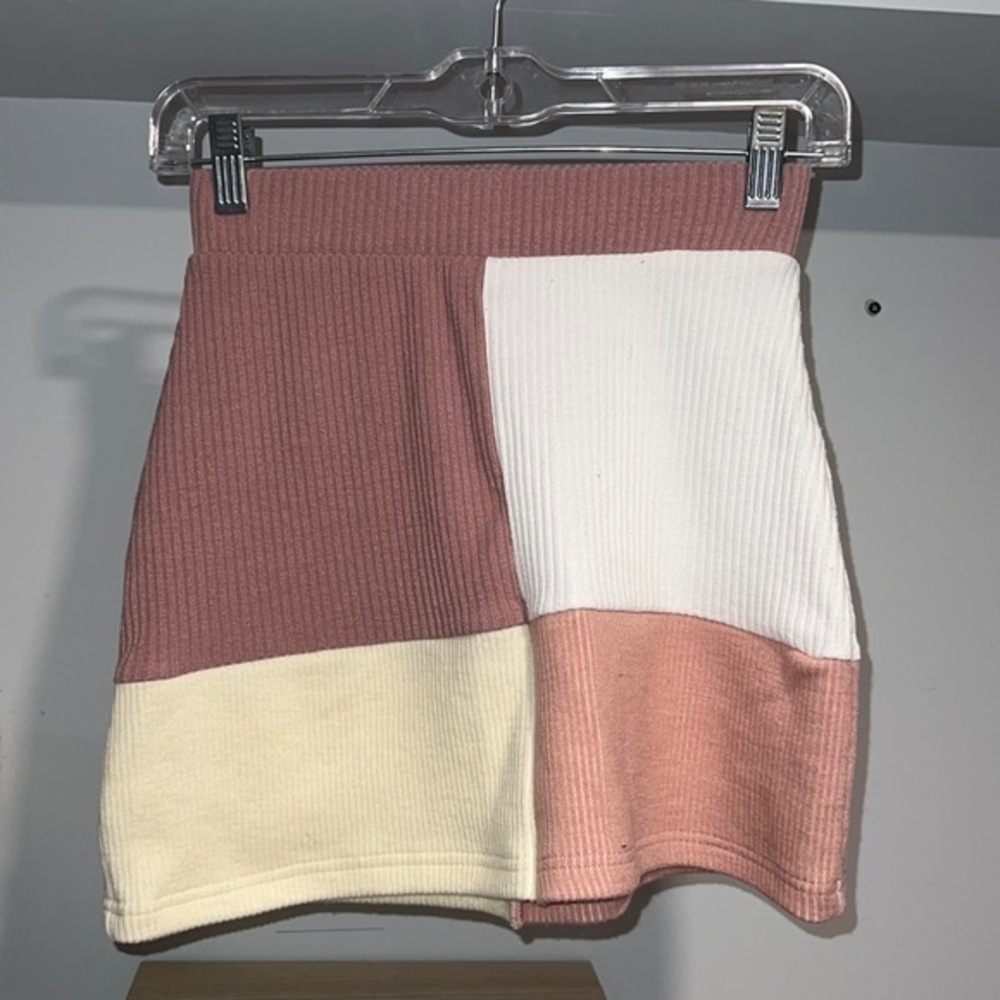 Pacsun‎ pink Color block mini high waisted bodycon skirt